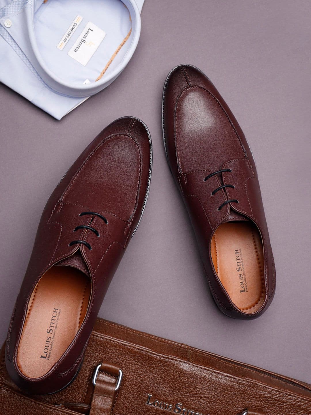 LOUIS STITCH Men Rosewood Formal Lace Up Derby Shoes - view 1