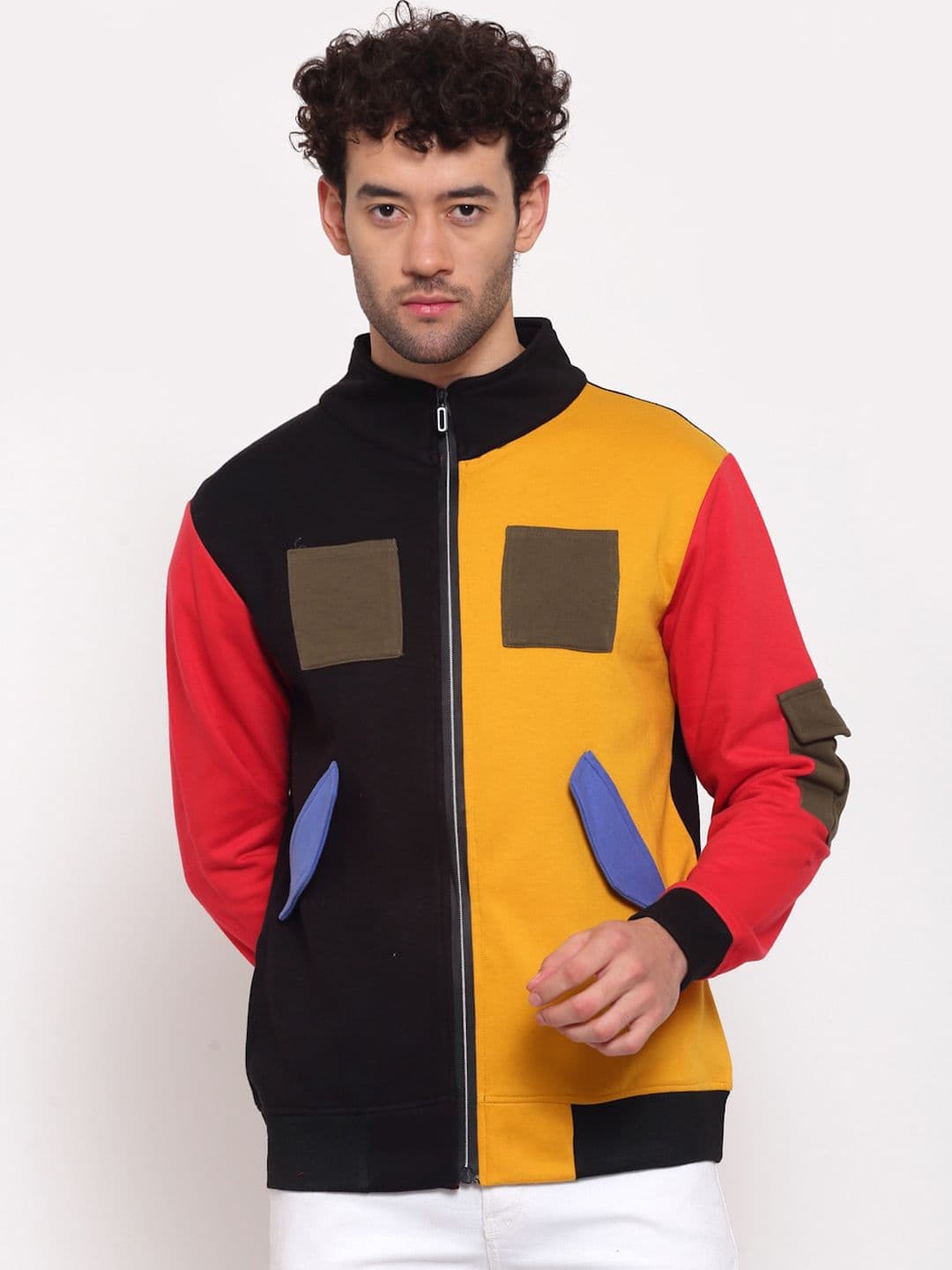 PAUSE SPORT Colourblocked Mock Collar Lightweight Bomber Jacket - view 1