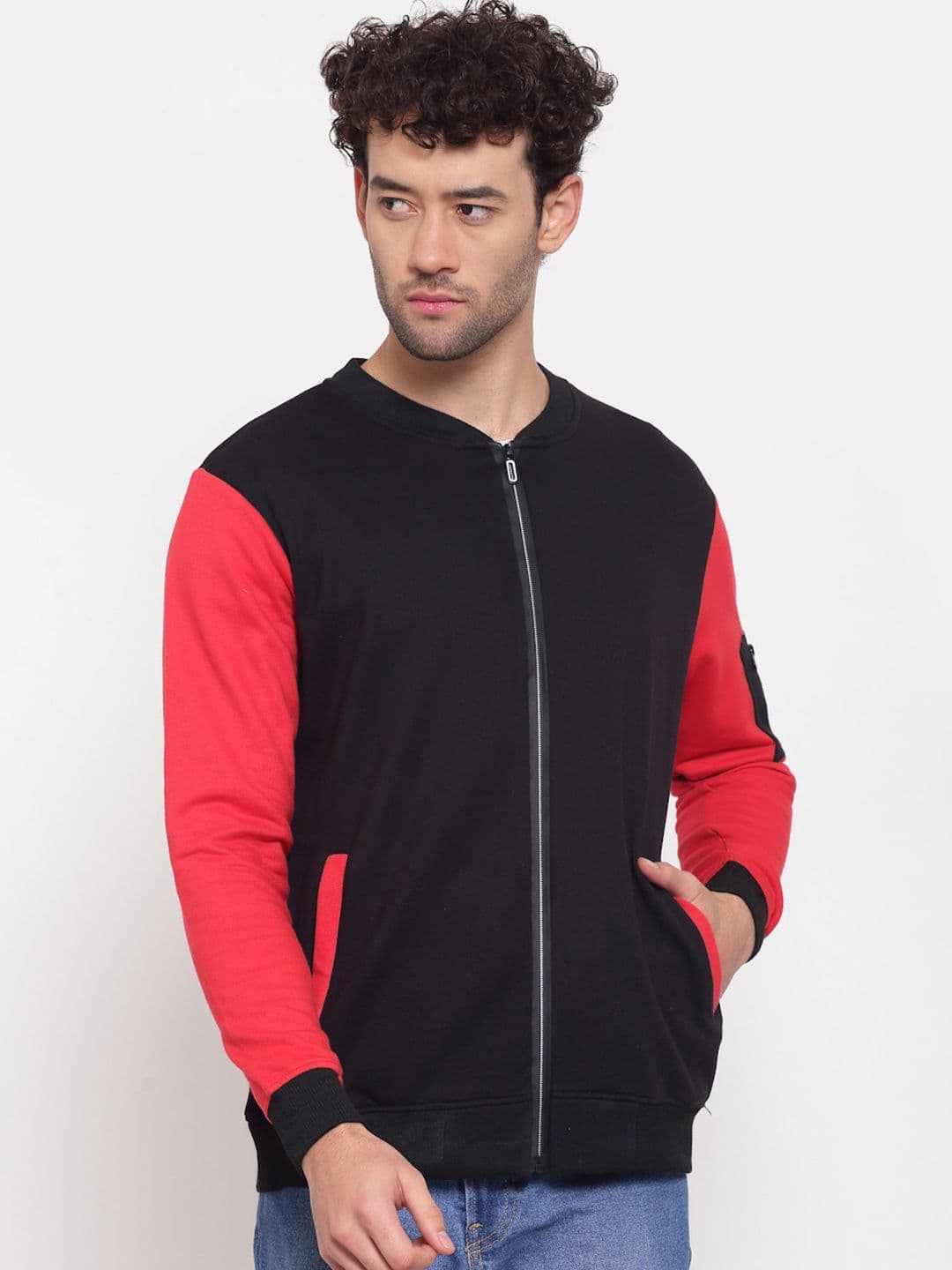 PAUSE SPORT Lightweight Stand Collar Colorblocked Cotton Bomber Jacket - view 1
