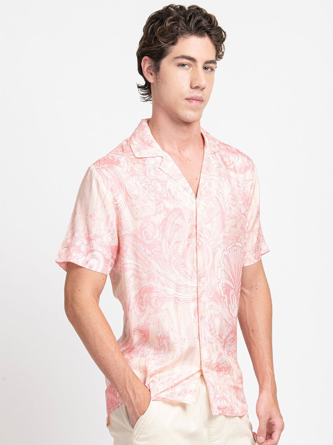 KISSOSS Classic Slim Fit Floral Printed Casual Shirt - view 1