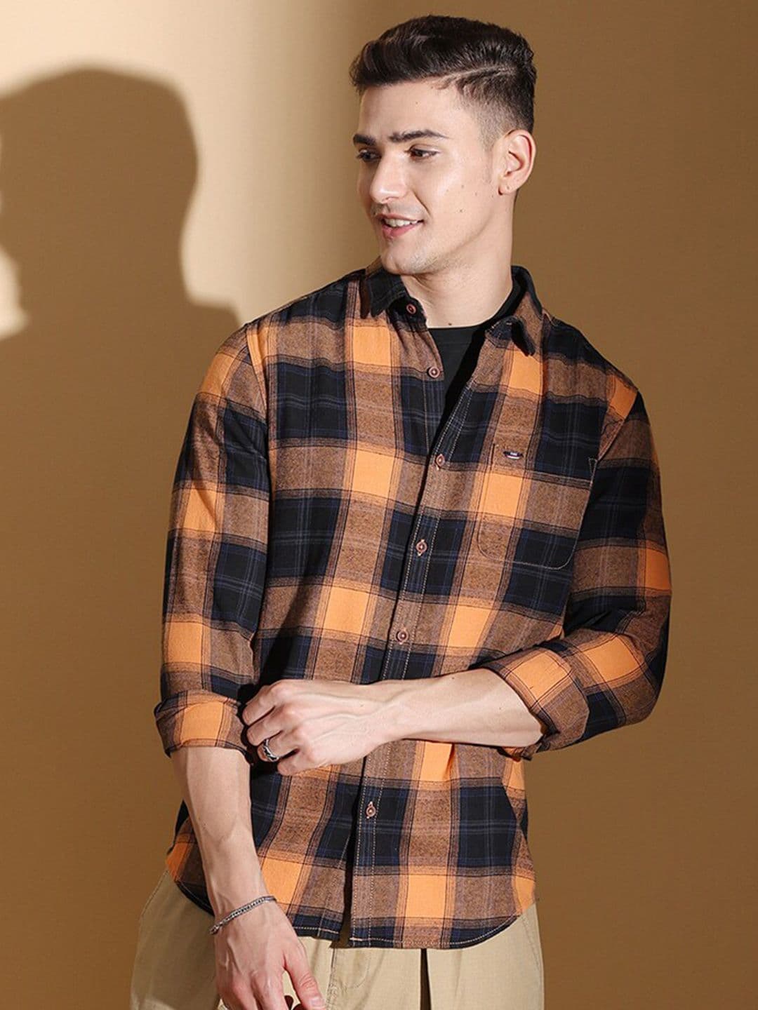 The Indian Garage Co Slim Fit Checked Twill Pure Cotton Casual Shirt - view 1