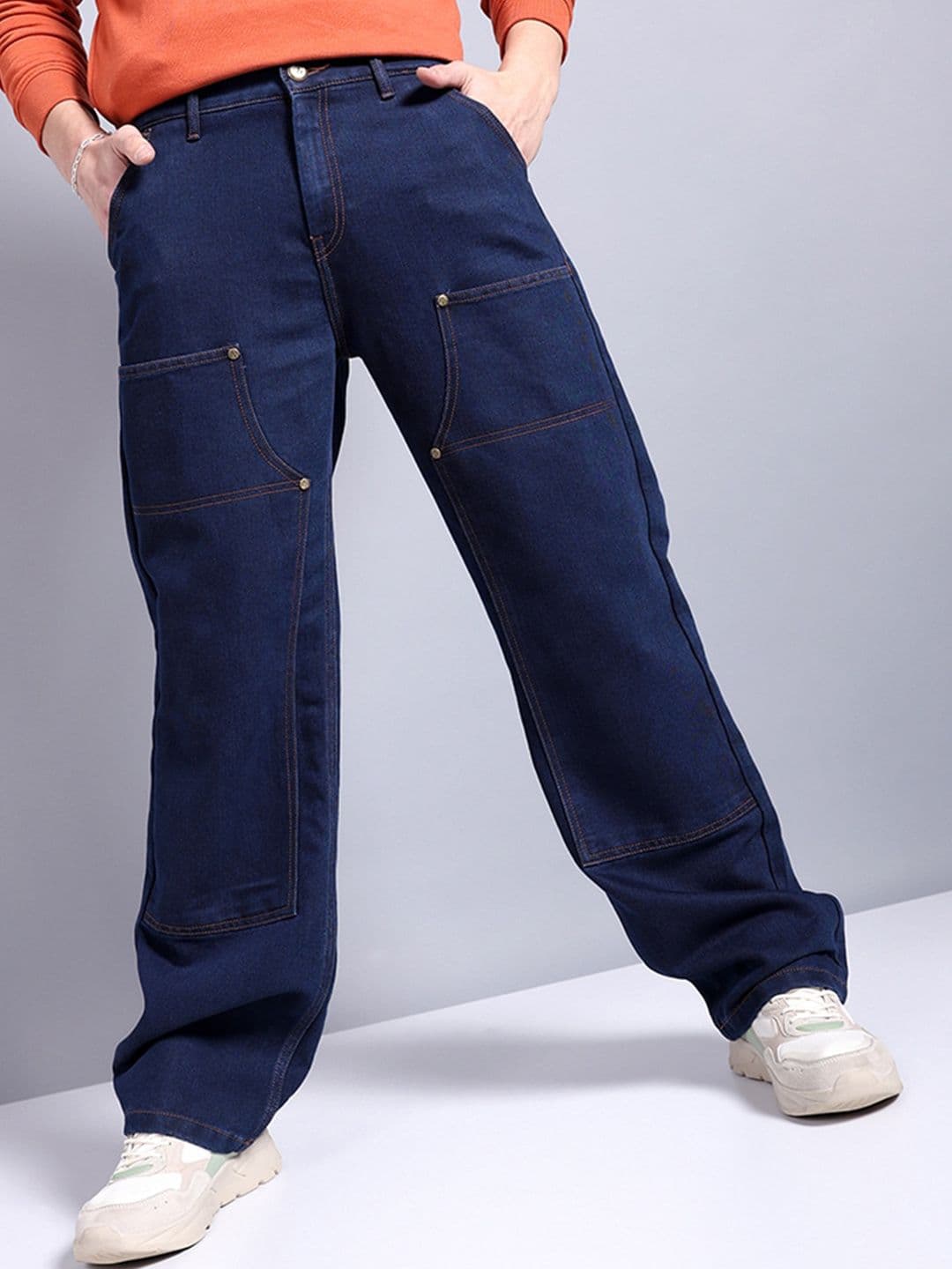 The Indian Garage Co Men Heavy Fade Mid Rise Baggy Relaxed Fit Jeans - view 1
