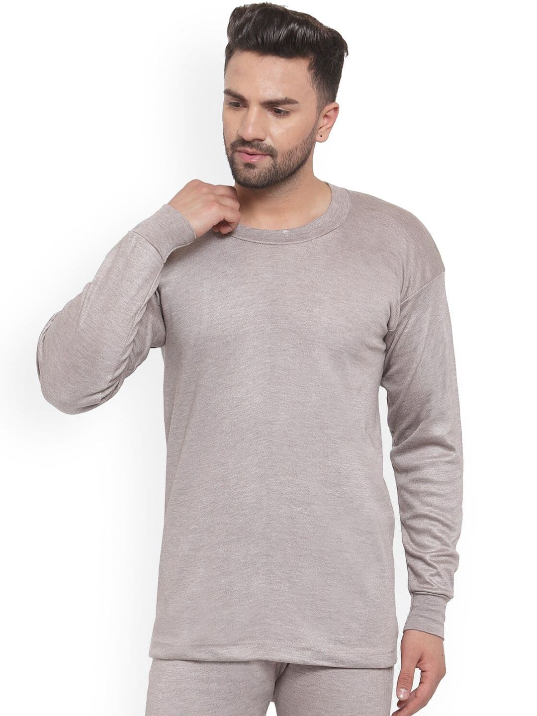 UZARUS Round Neck Long Sleeves Cotton Thermal Top - view 1