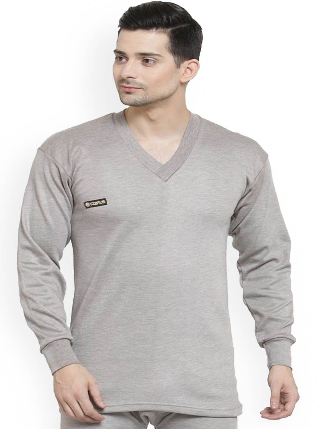 UZARUS V-Neck Long Sleeves Cotton Thermal Top - view 1
