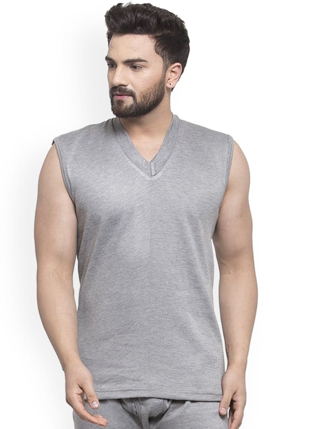 UZARUS V-Neck Sleeveless Cotton Thermal Top - view 1