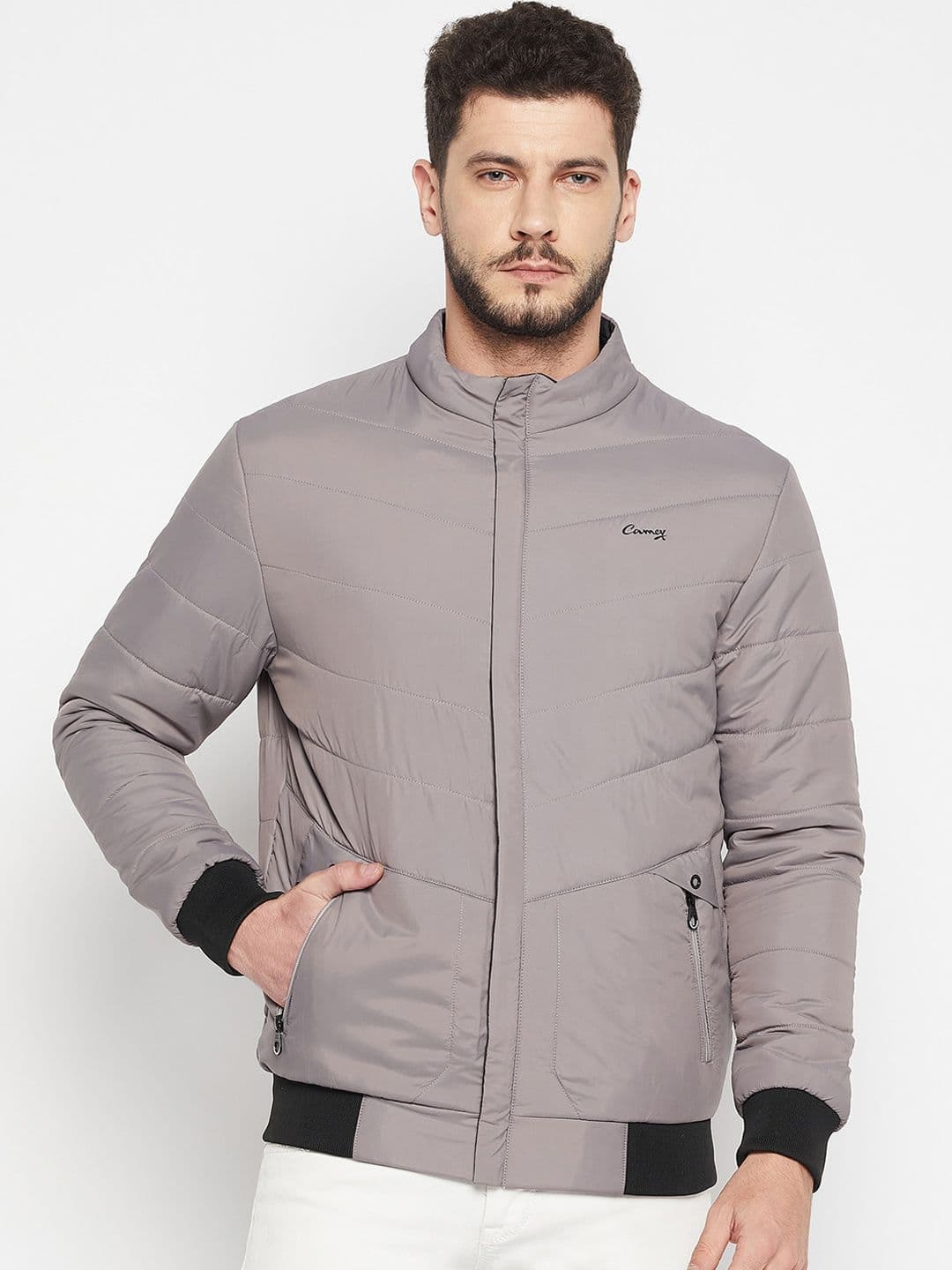 Camey Mock Collar Lightweight Bomber Jacket - view 1