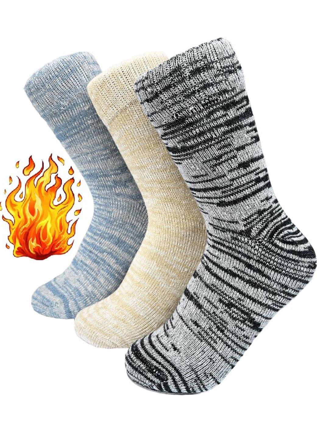 Alexvyan Men 3 Pair Patterned Calf Length Winter Woolen Warm Socks - view 1