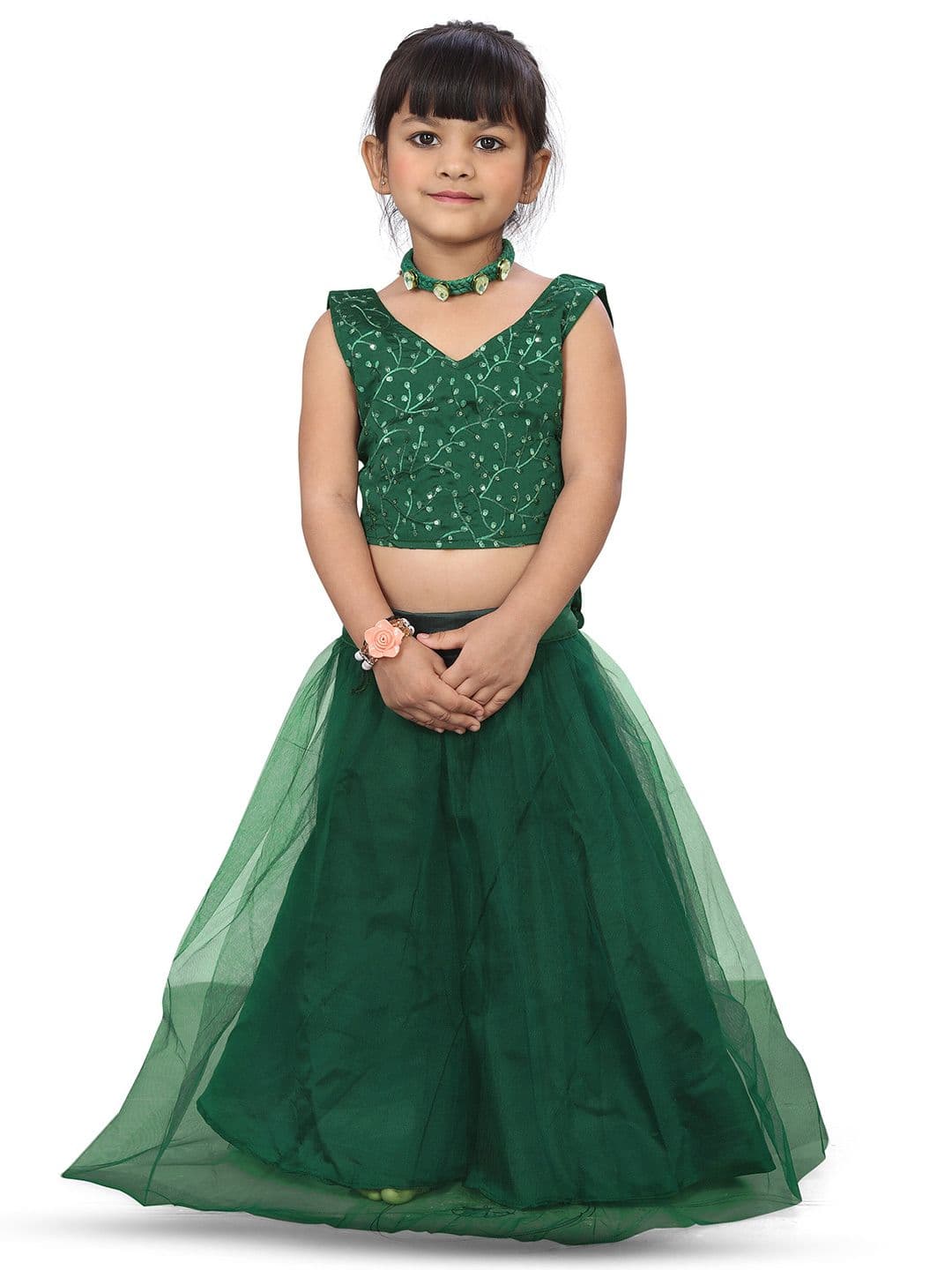 BAESD Girls Embroidered Thread Work Ready to Wear Lehenga Choli - view 1
