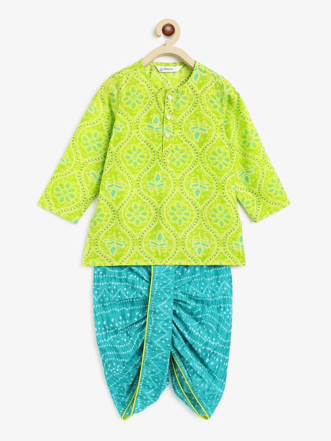 Campana Infant Boys Bandhani Printed Pure Cotton Kurta with Dhoti Pants - view 1