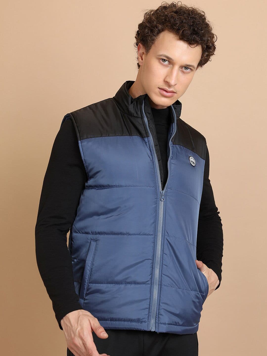 HIGHLANDER Colourblocked Mock Collar Padded Jacket - view 1