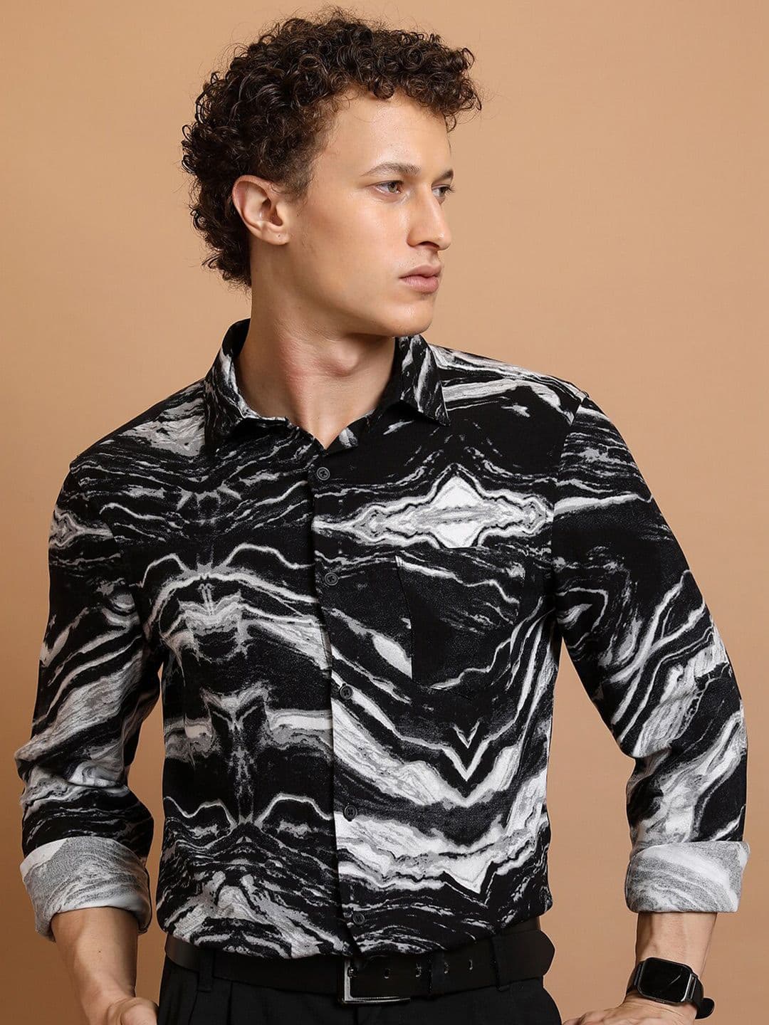 HIGHLANDER Spread Collar Slim Fit Abstract Printed Casual Shirt - view 1
