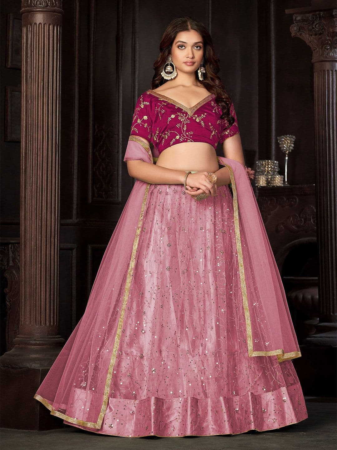 KALINI Embroidered Ready to Wear Lehenga & Unstitched Blouse With Dupatta - view 1