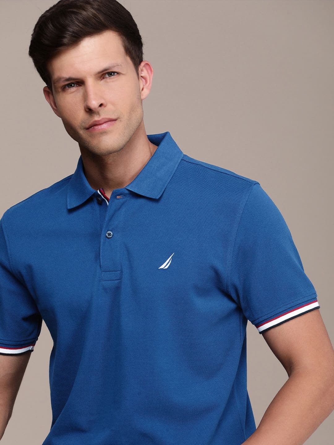 Nautica Men Polo Collar Pure Cotton T-shirt - view 1