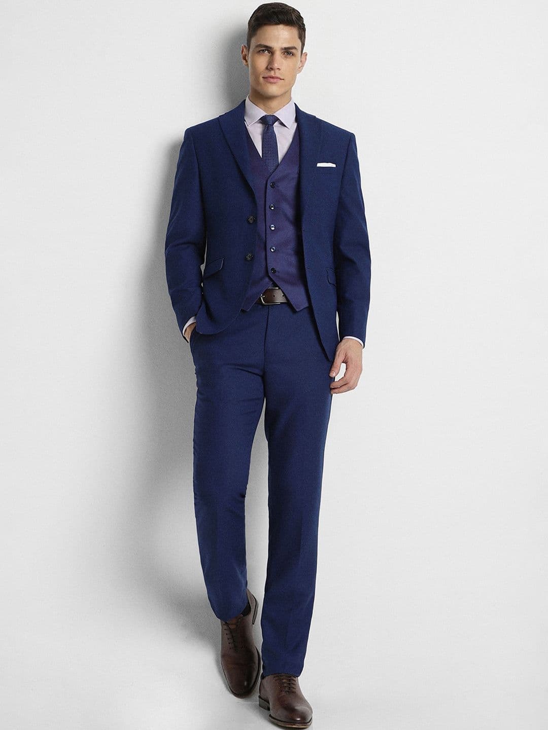 Peter England Elite Slim-Fit Single-Breasted Three Piece Formal Suit - view 1