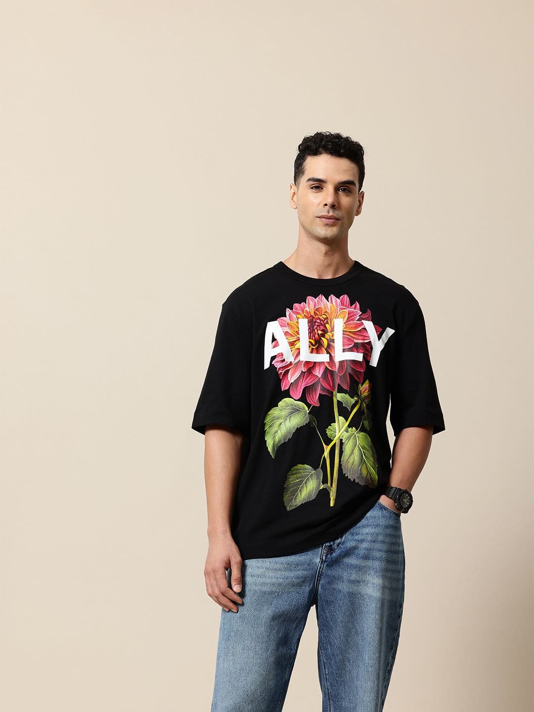 Mr Bowerbird Printed Drop-Shoulder Sleeves Ally Oversized T-shirt - view 1