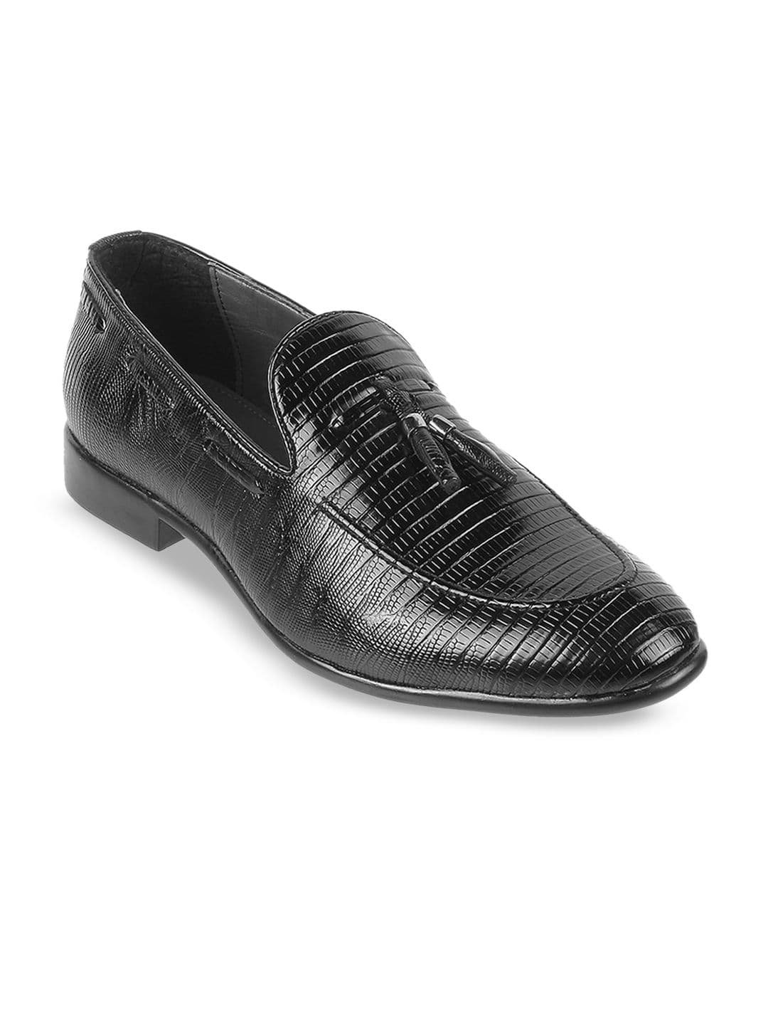 Metro Men Textured Leather Round Toe Loafers Formal Shoes - view 1