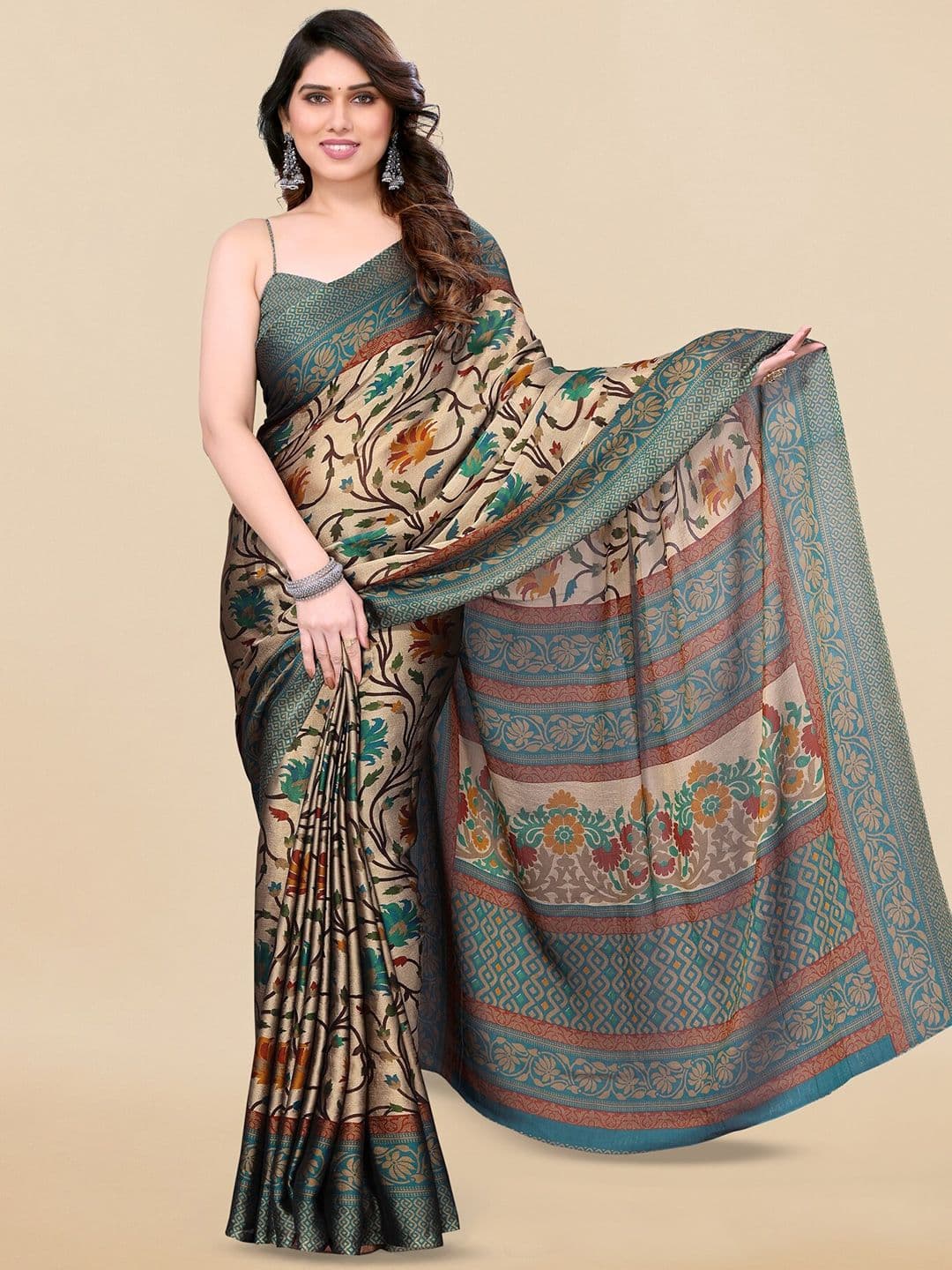 KALINI Floral Printed Chiffon Saree - view 1