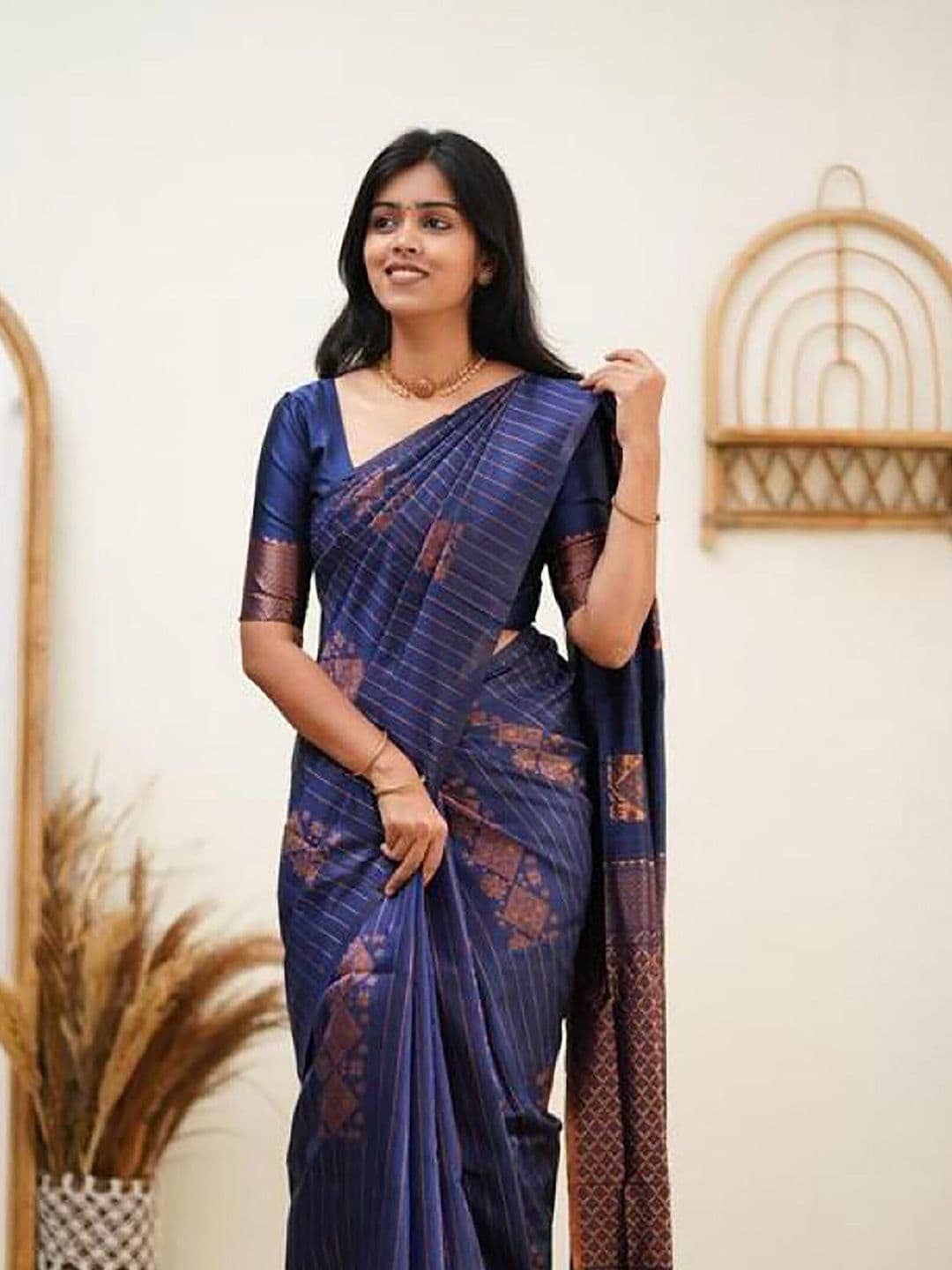 KALINI Floral Woven Design Zari Banarasi Saree - view 1