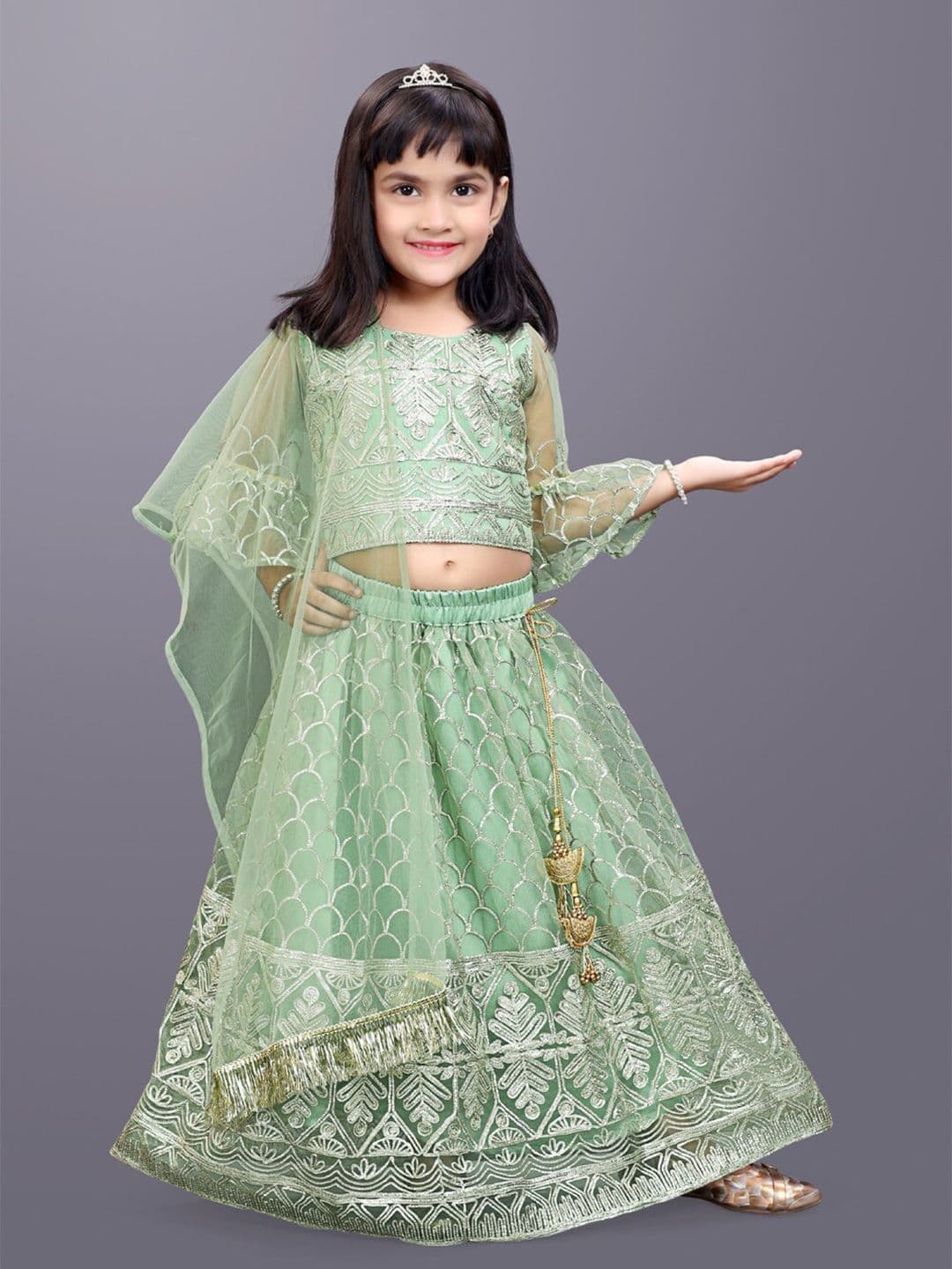 BAESD Girls Embroidered Ready To Wear Lehenga & Blouse With Dupatta - view 1