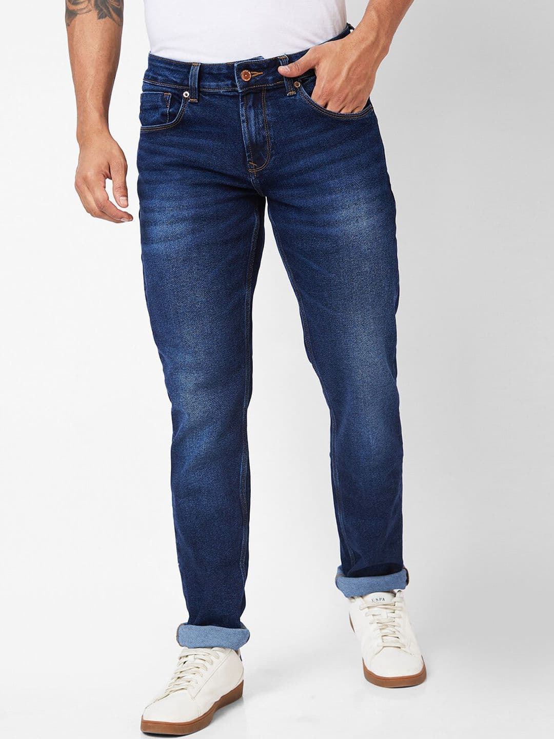 SPYKAR Men Slim Fit Low Rise Light Fade Cotton Jeans - view 1