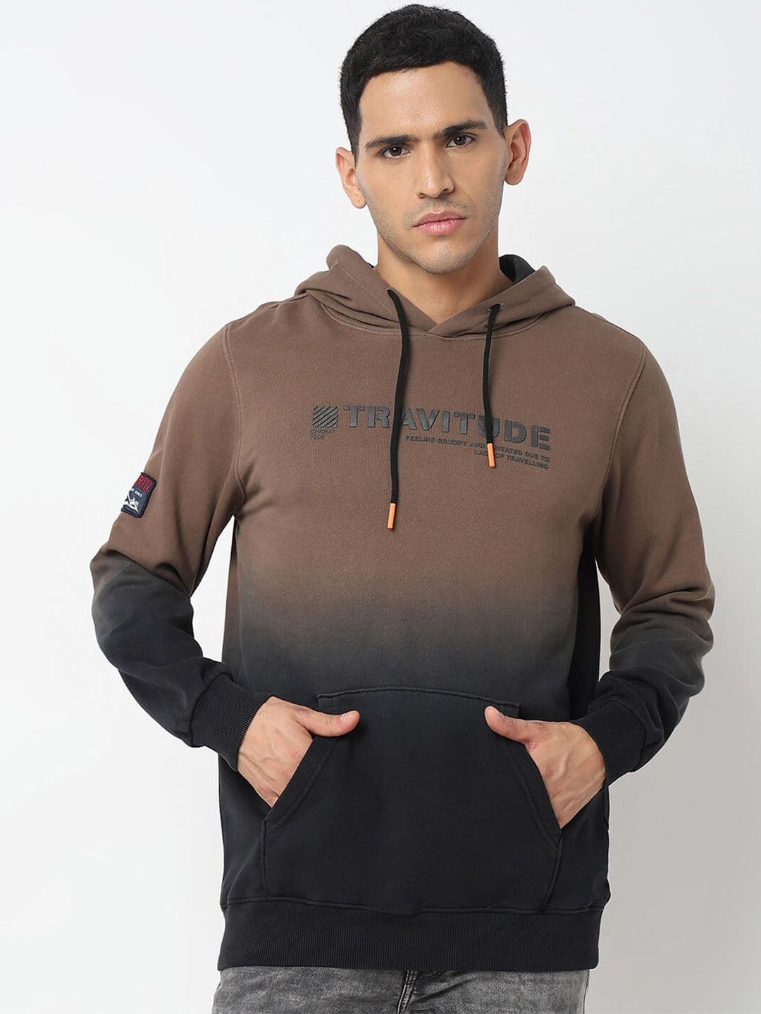 SPYKAR Typography Printed Hooded Cotton Sweatshirt - view 1