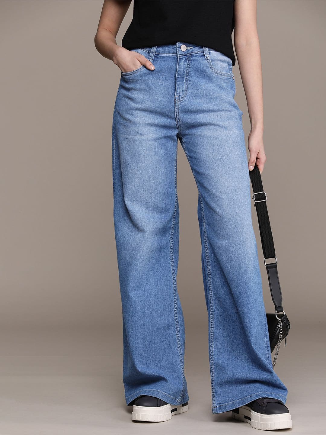 The Roadster Life Co. Women Wide Leg High-Rise Light Fade Stretchable Jeans - view 1
