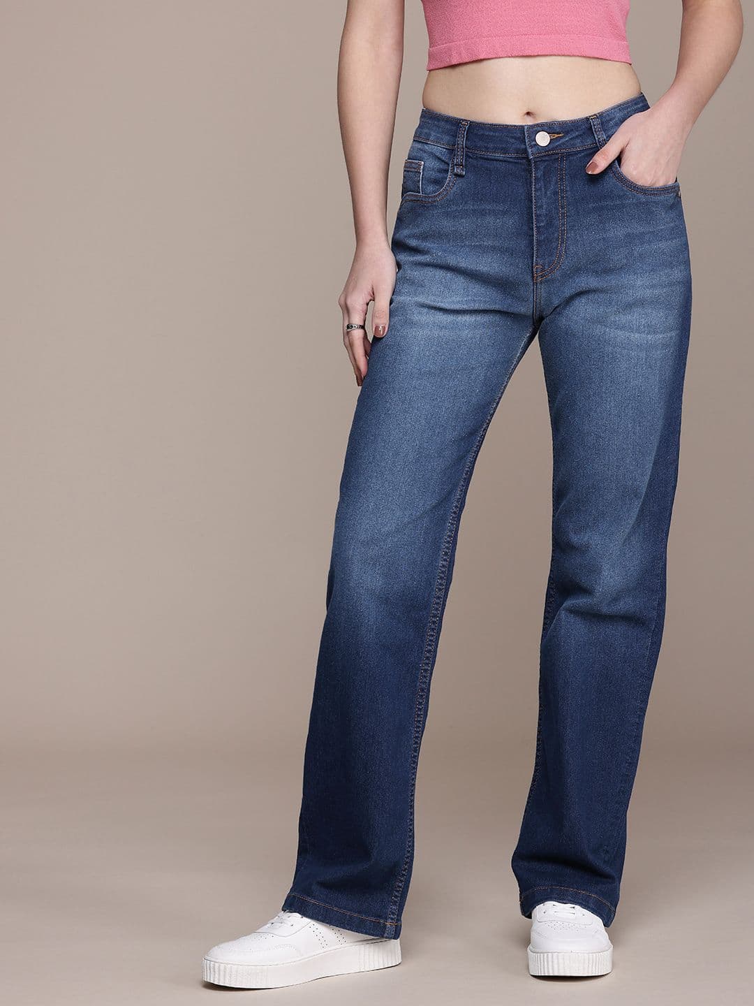 The Roadster Life Co. Women Straight Fit Light Fade Stretchable Jeans - view 1