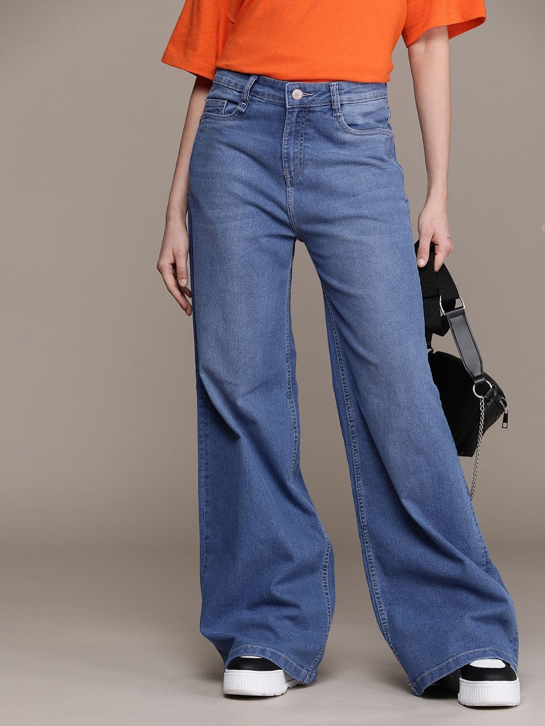 The Roadster Life Co. Women Wide Leg Light Fade Stretchable Jeans - view 1