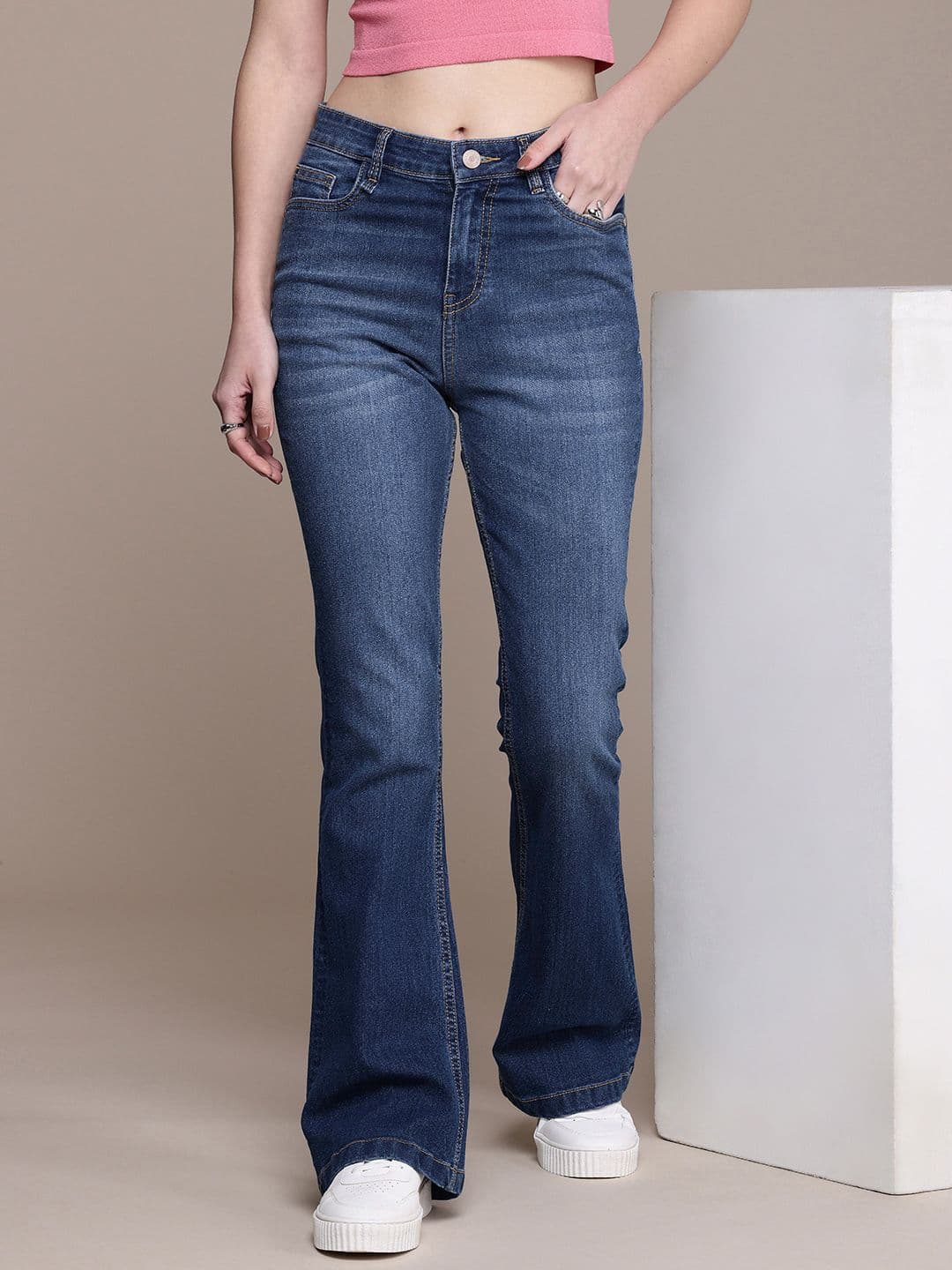 The Roadster Life Co. Women Flared High-Rise Light Fade Clean Look Stretchable Jeans - view 1
