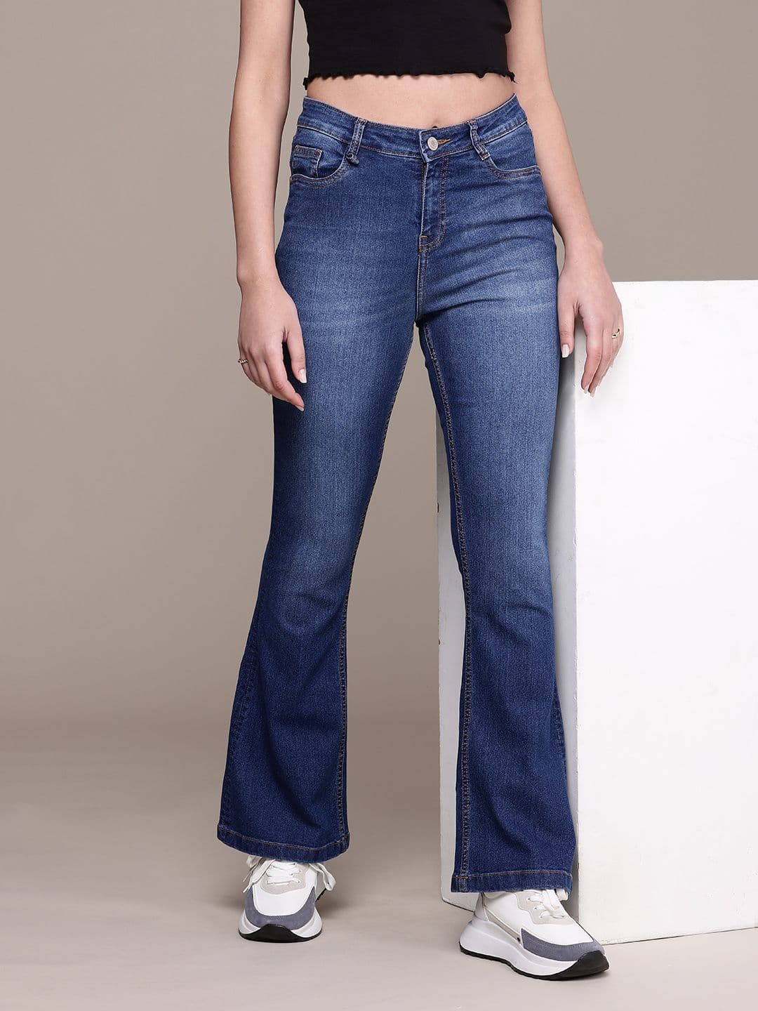 The Roadster Life Co. Women Flared High-Rise Light Fade Stretchable Jeans - view 1