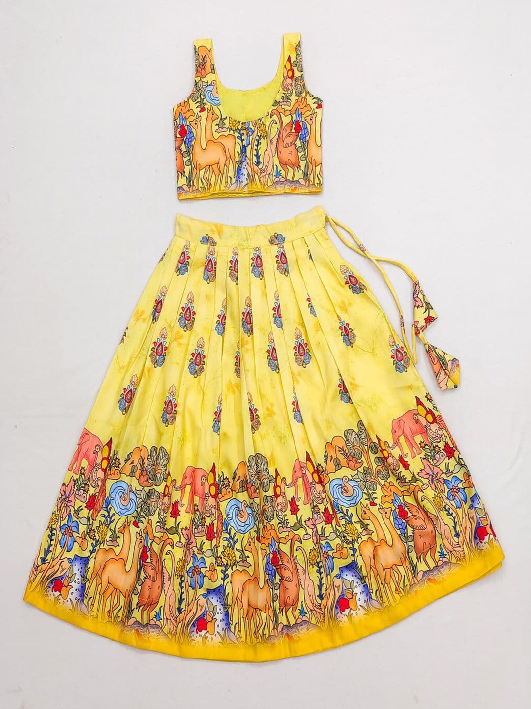 BAESD Girls Printed Round Neck Sleeveless Ready to Wear Lehenga & Blouse - view 1