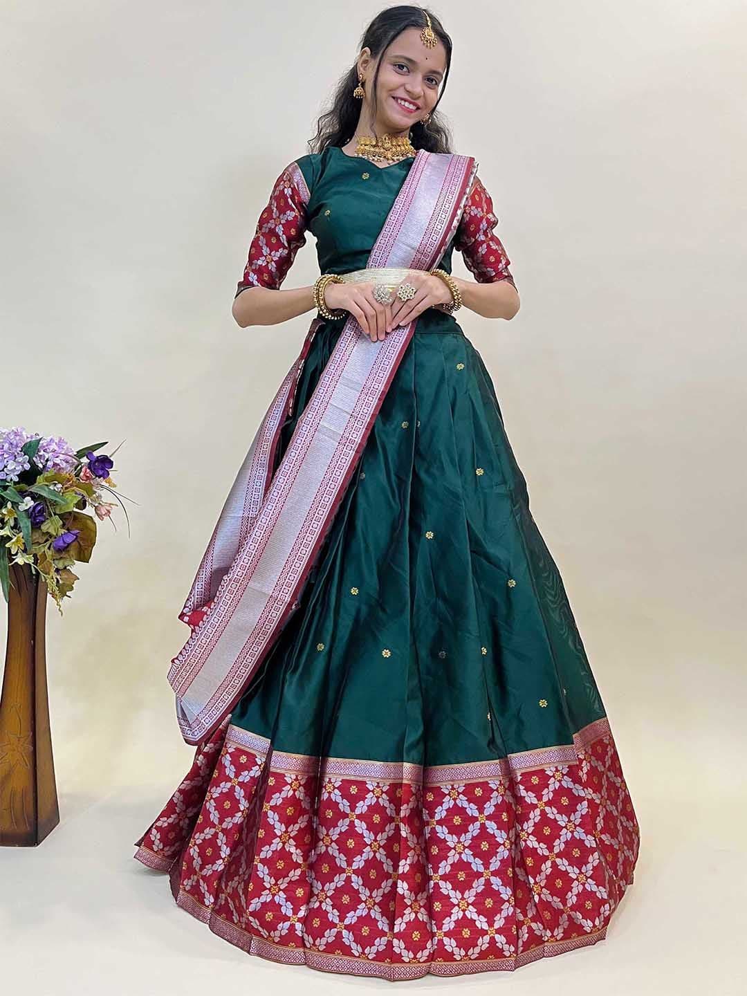 Fabcartz Semi-Stitched Lehenga & Unstitched Blouse With Dupatta - view 1