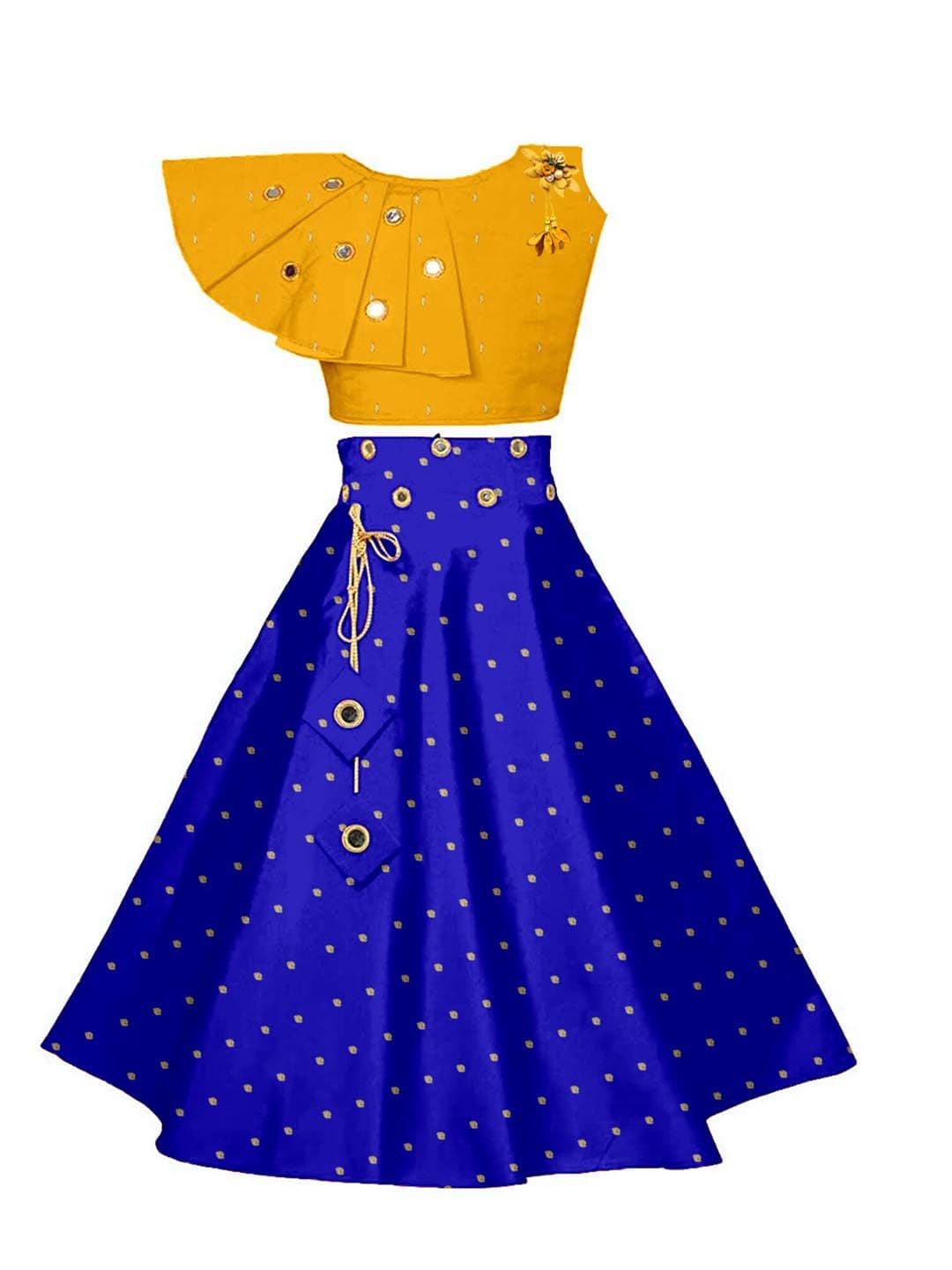BAESD Girls Embroidered Mirror Work Ready to Wear Lehenga & Blouse - view 1