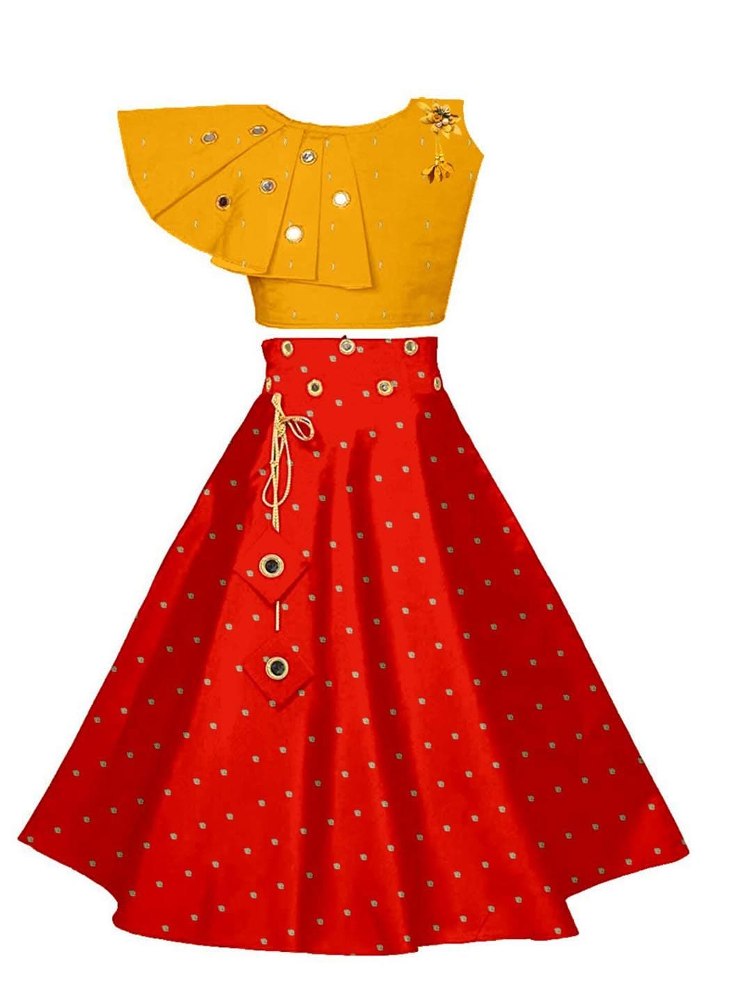 BAESD Girls Embellished Mirror Work Ready to Wear Lehenga & Choli - view 1