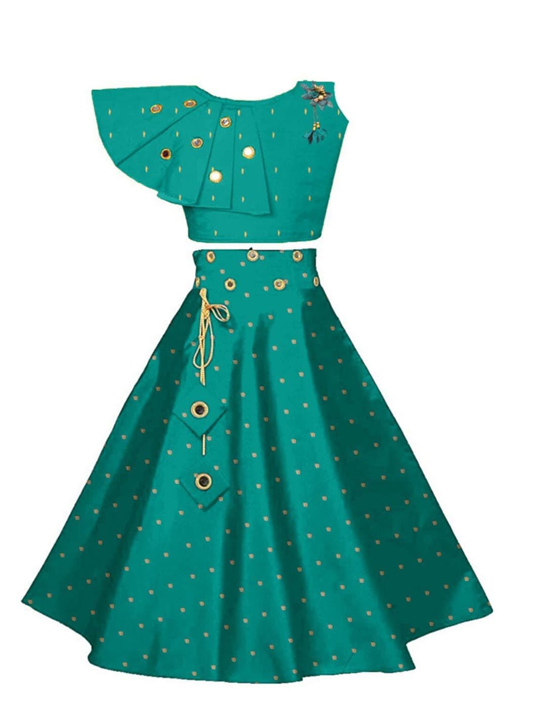 BAESD Girls Embellished Mirror Work Ready to Wear Lehenga - view 1
