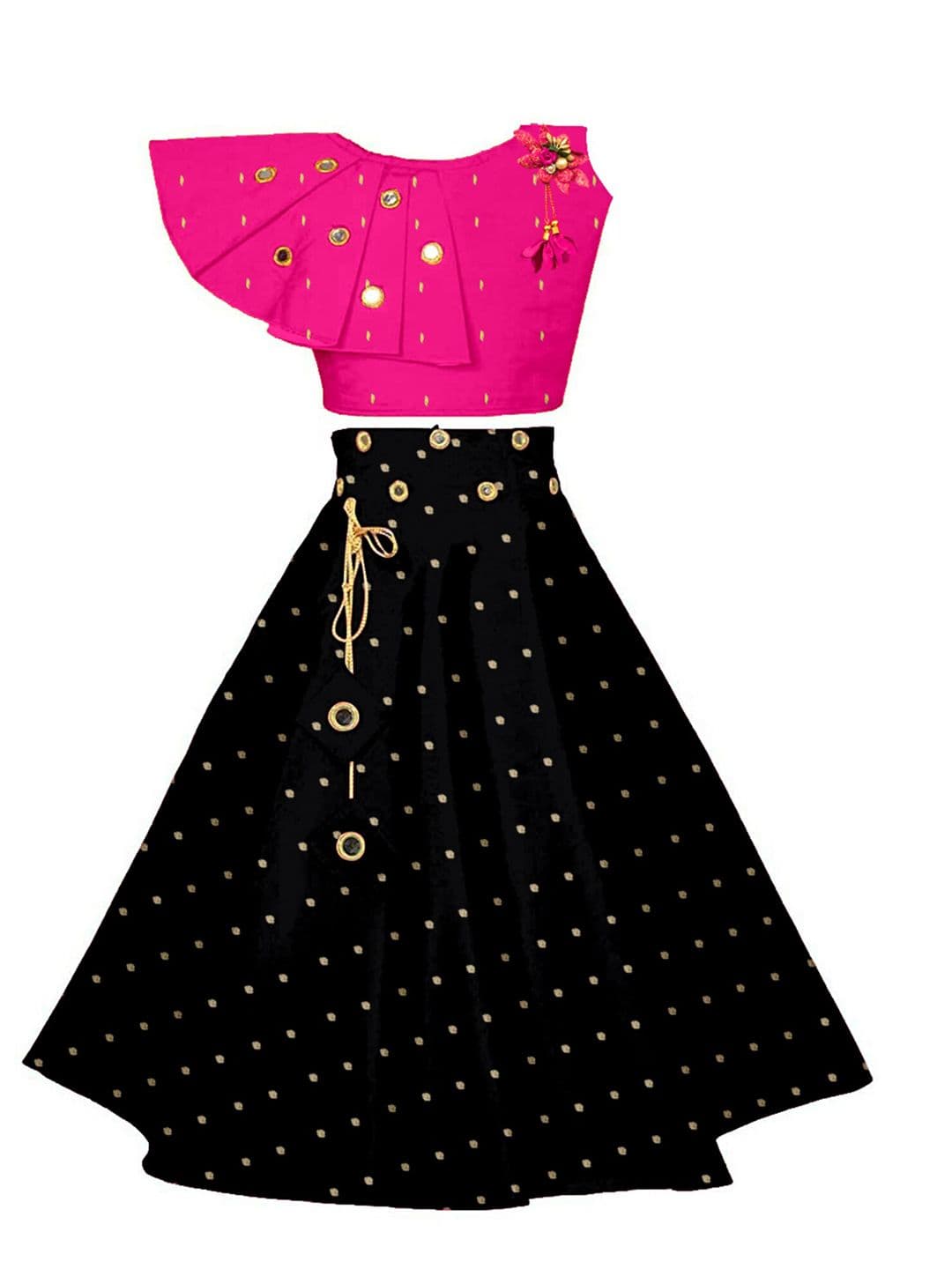 BAESD Girls Embroidered Mirror Work Ready to Wear Lehenga Choli - view 1