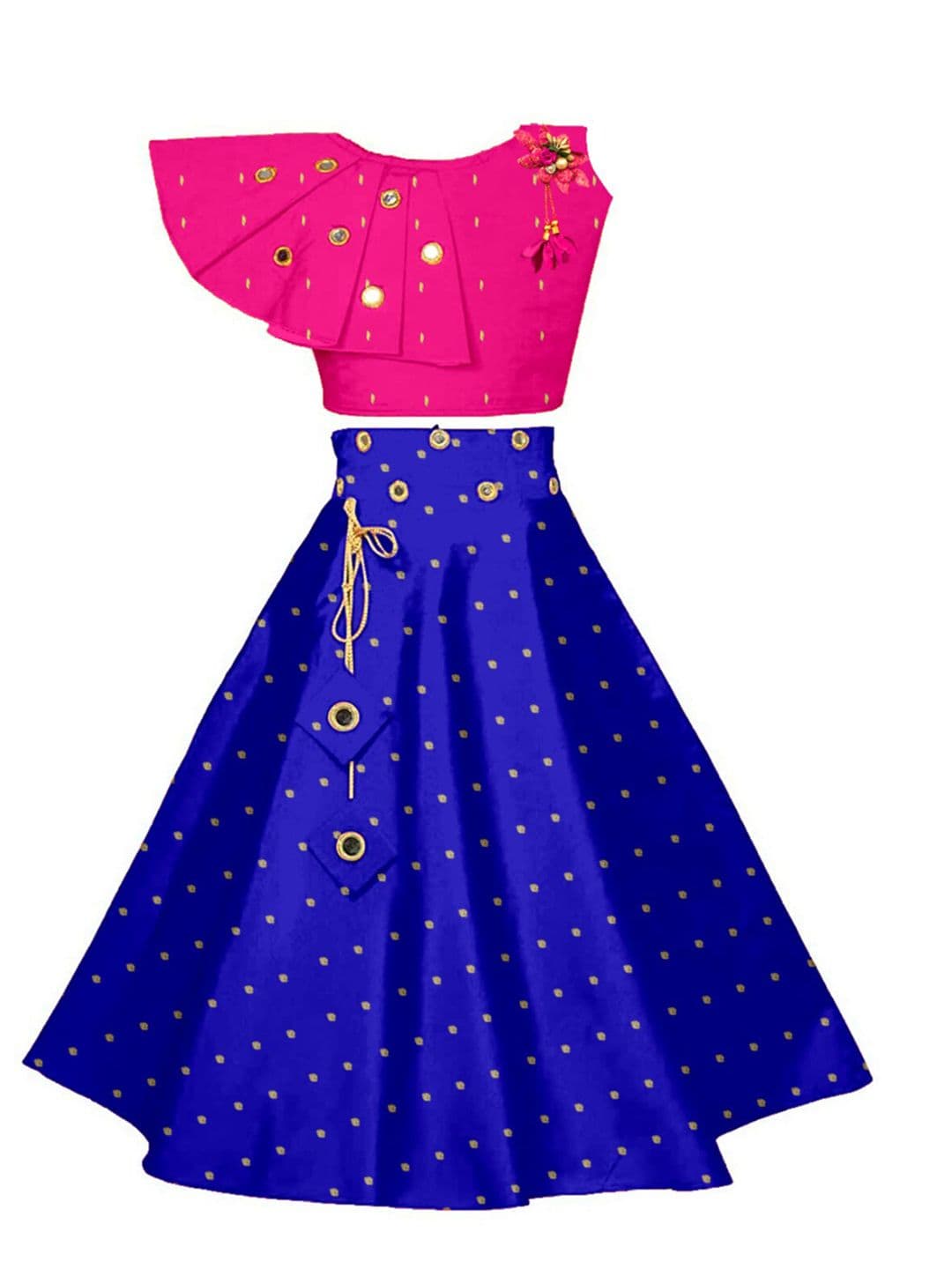 BAESD Girls Embroidered Mirror Work Ready to Wear Lehenga Choli - view 1