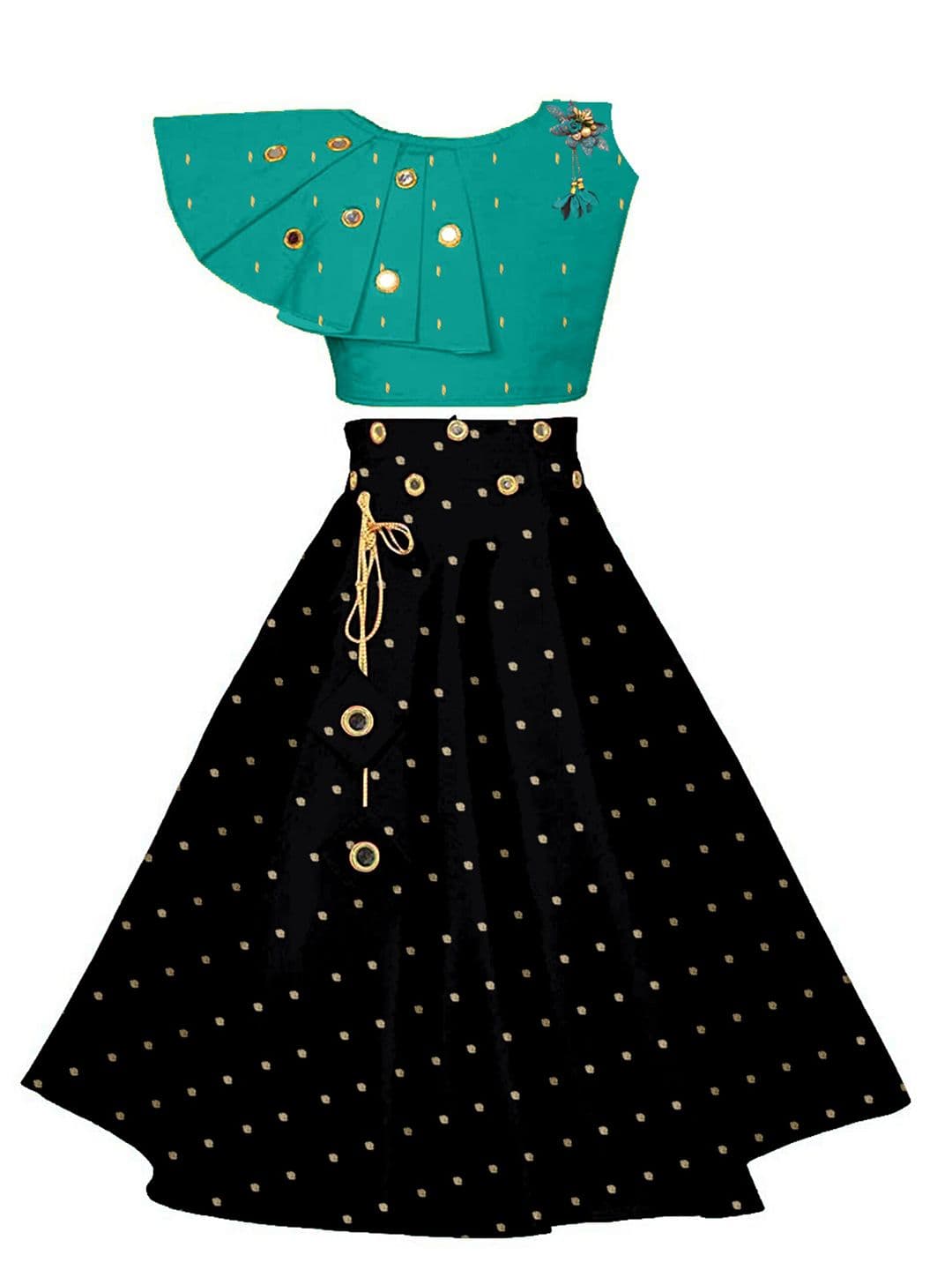 BAESD Girls Embroidered Mirror Work Detailed Ready to Wear Lehenga & Choli - view 1