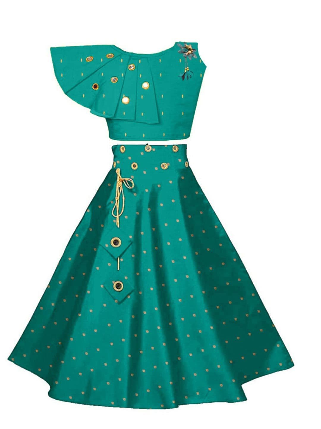 BAESD Girls Embroidered Mirror Work Detailed Ready to Wear Lehenga & Choli - view 1