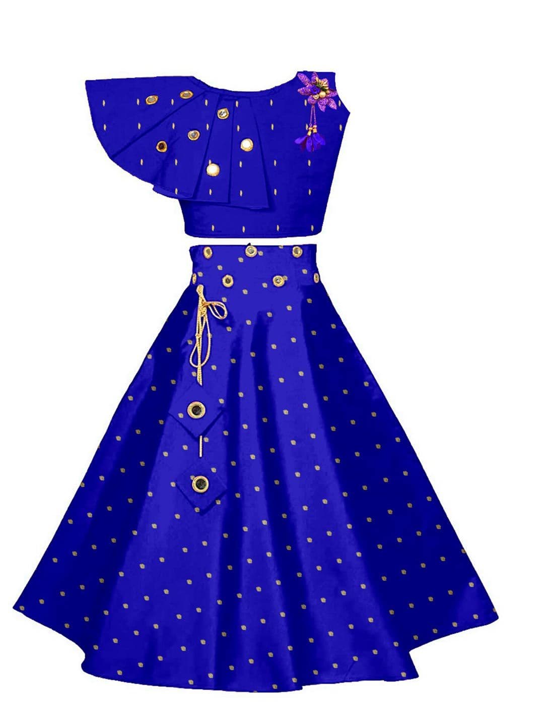 BAESD Girls Embroidered Mirror Work Detailed Ready to Wear Lehenga & Choli - view 1