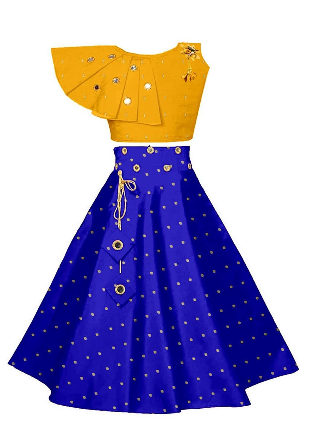BAESD Girls Embellished Mirror Work Ready to Wear Lehenga & Blouse - view 1