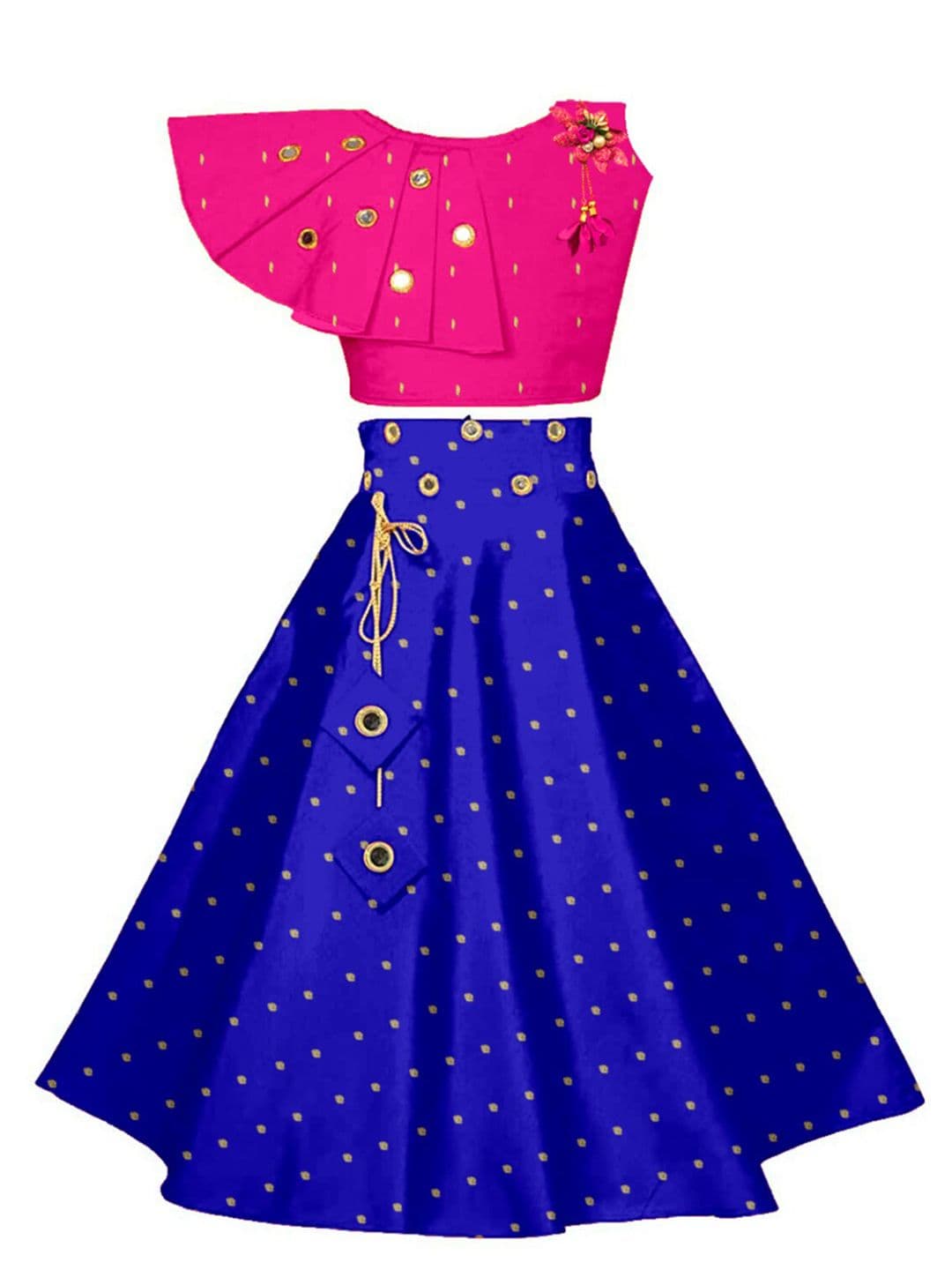 BAESD Girls Embroidered Mirror Work Ready to Wear Lehenga & Choli - view 1