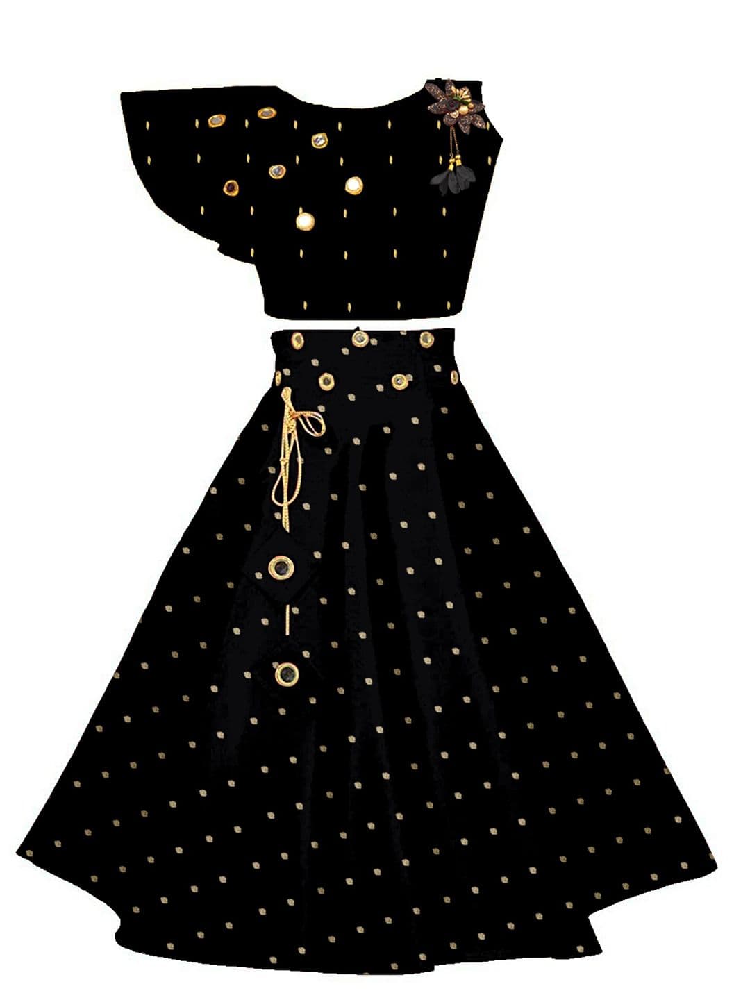 BAESD Girls Embroidered Mirror Work Ready to Wear Lehenga Choli - view 1