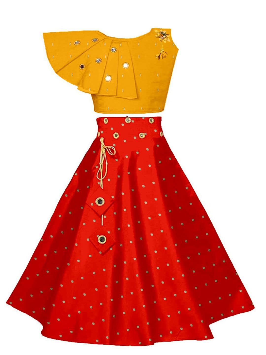 BAESD Girls Embroidered Mirror Work Ready to Wear Lehenga Choli - view 1