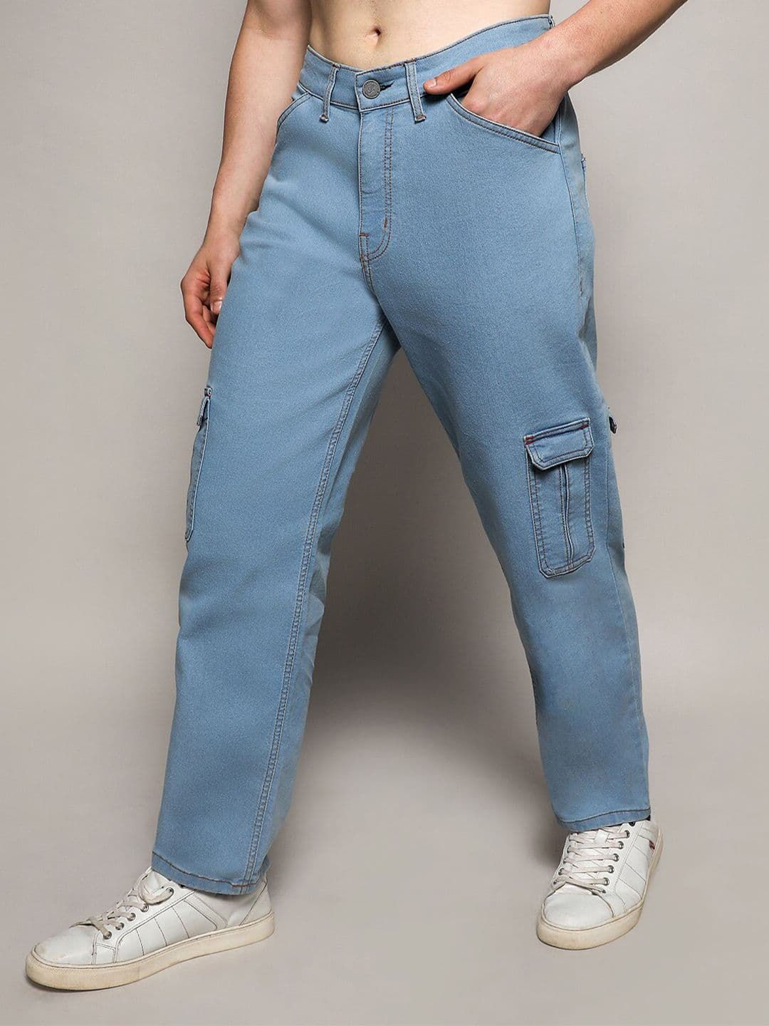 CAHOOT Men Smart Slim Fit Mid Rise Clean Look Cotton Denim Cargos Jeans - view 1