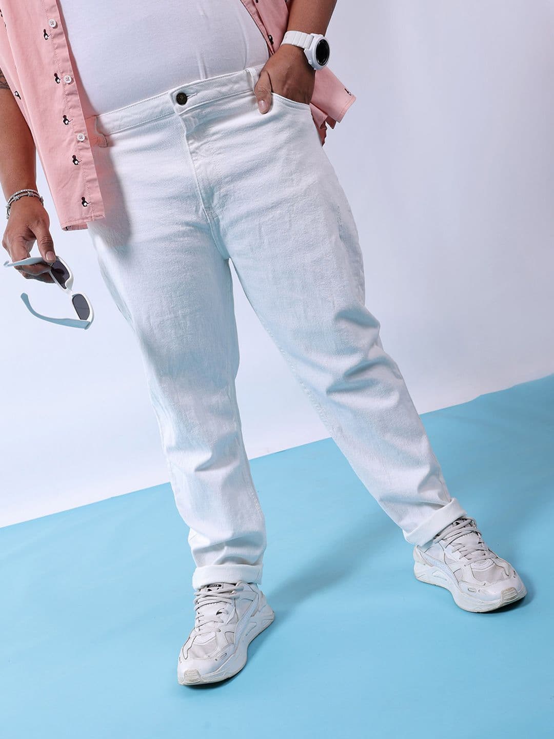 Hardsoda by The Indian Garage Co Men Plus Size Slim Fit Clean Look Stretchable Jeans