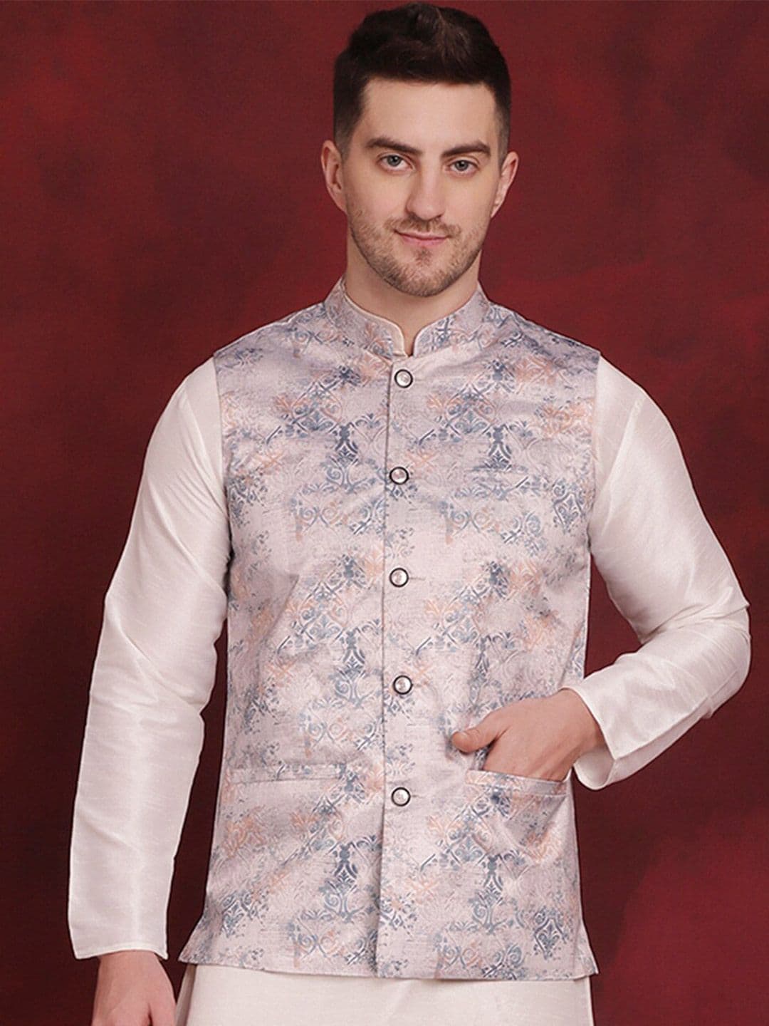 Jompers Floral Printed Nehru Jackets - view 1