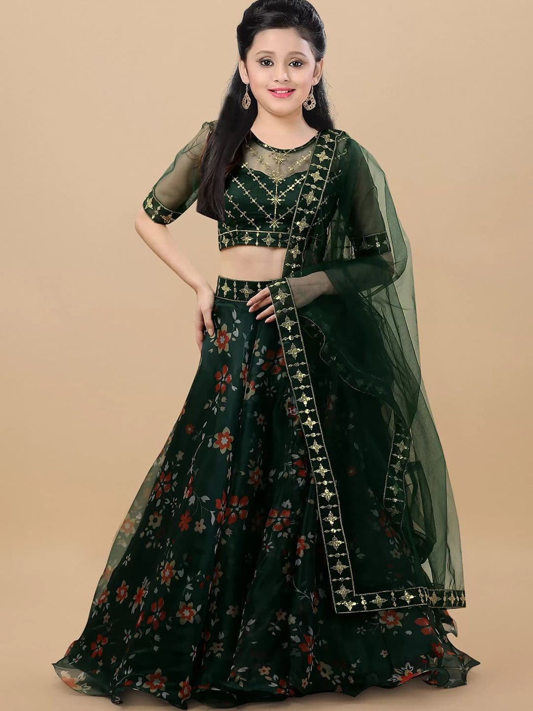 BAESD Girls Semi-Stitched Lehenga & Unstitched Blouse With Dupatta - view 1