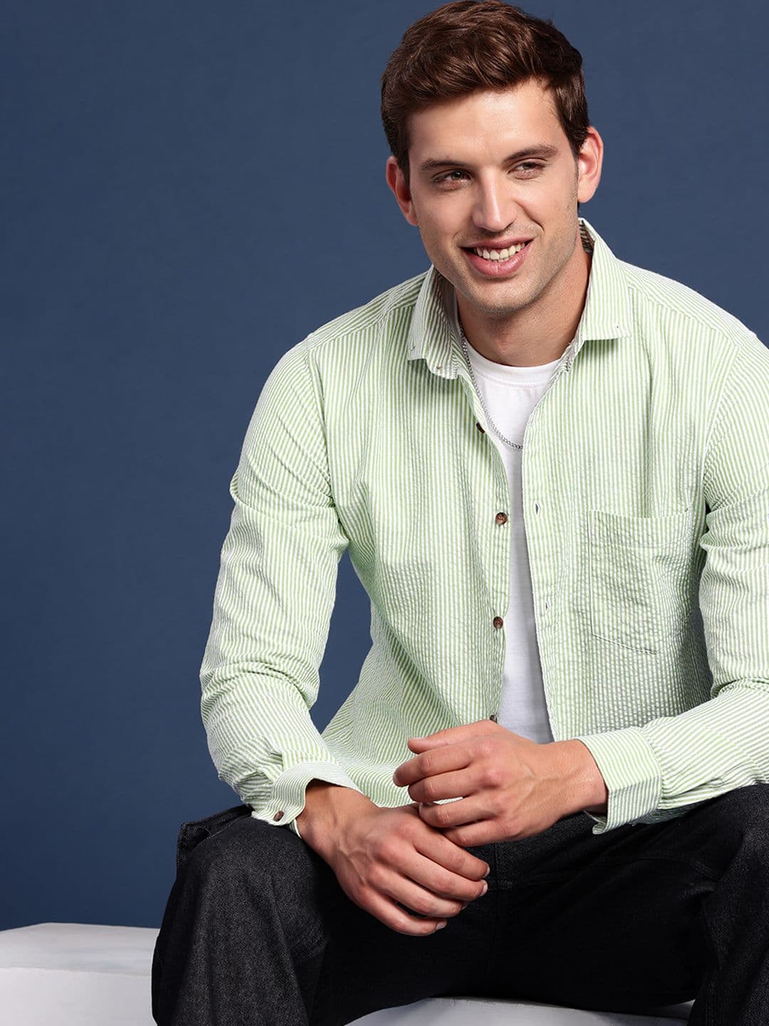 Mast & Harbour Men Striped Casual Shirt
