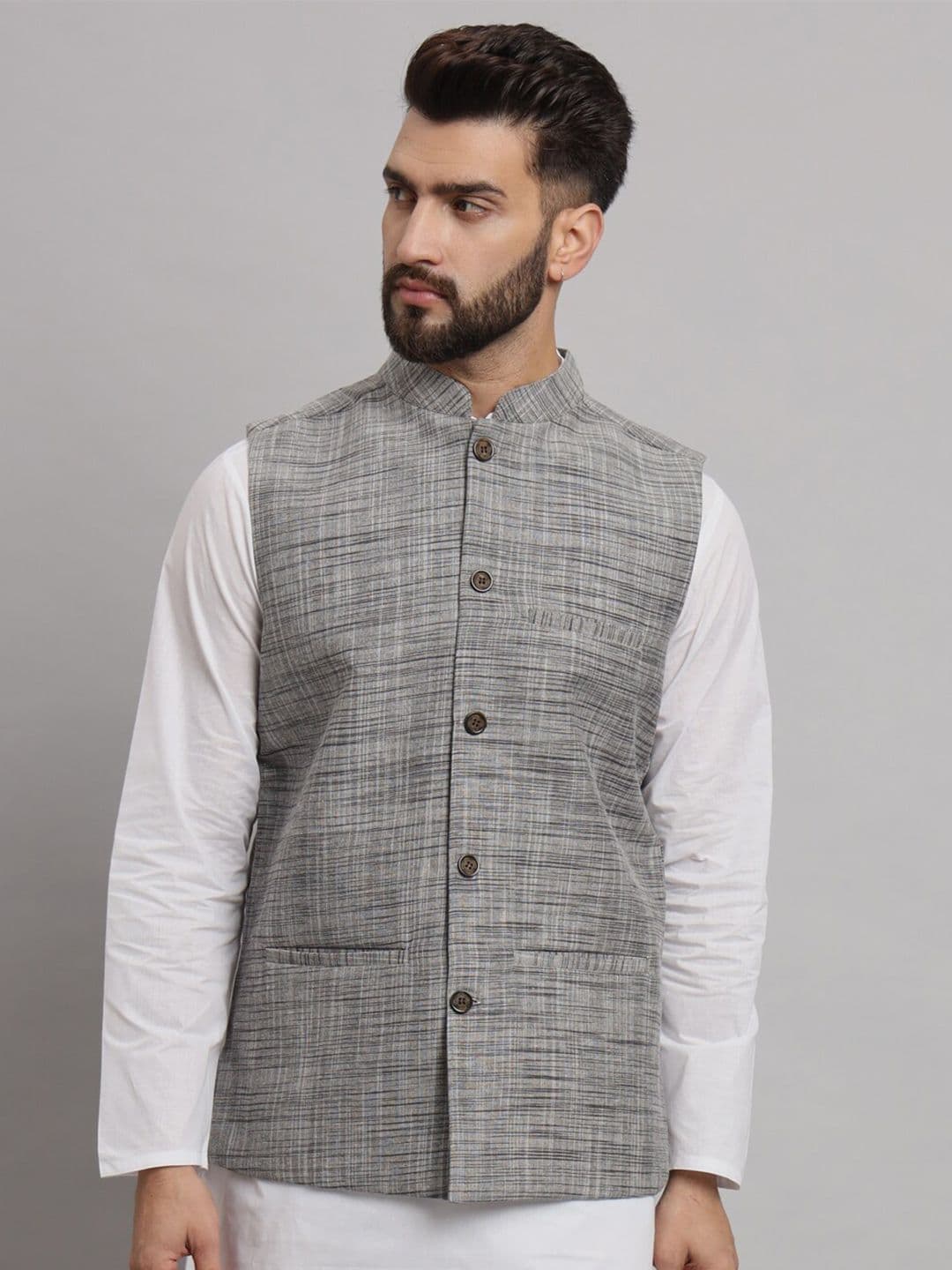 Latest Chikan Garments Mandarin Collar Nehru Jacket - view 1